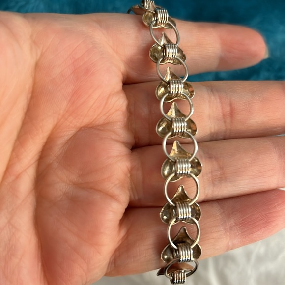 Vintage Heart Link Sterling Silver Bracelet 925 - Picture 10 of 10